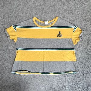 Women's Atari Crop T Shirt Women's Short Sleeve Stripes Retro Video Games XL